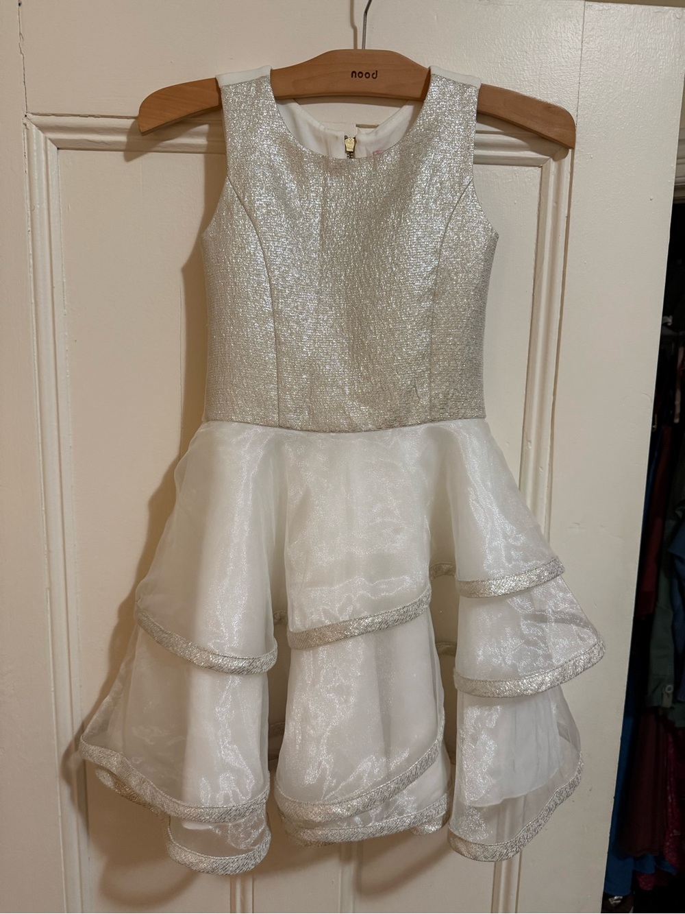 Sparkle Tiered White Girls' Dress